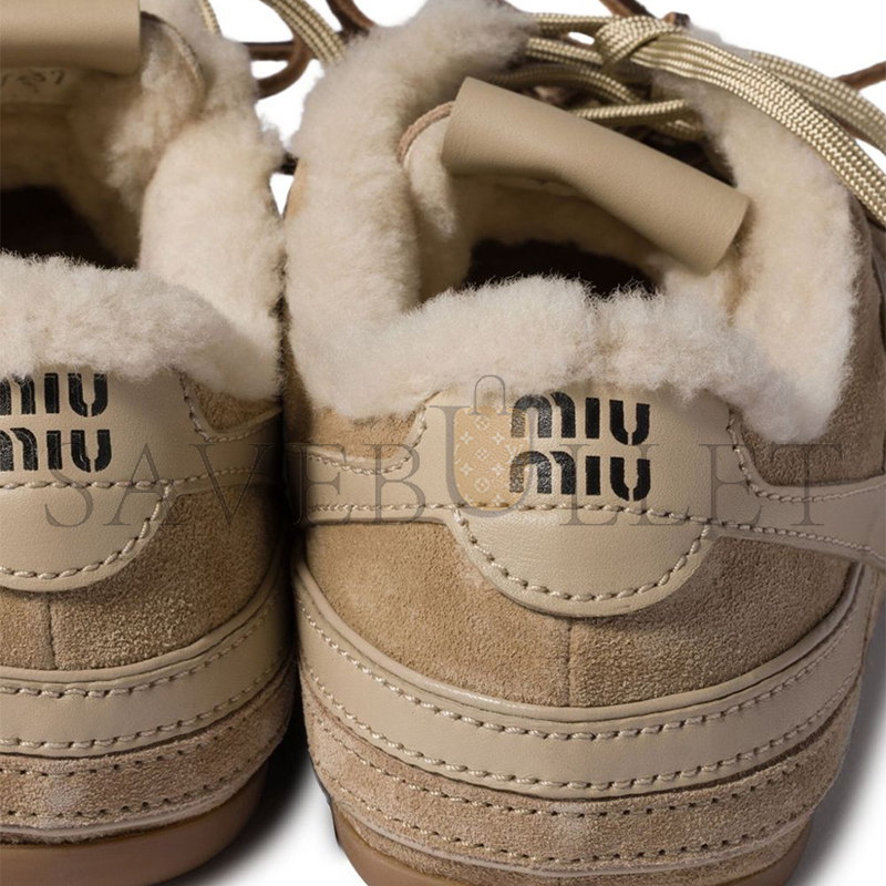 MIU MIU GYMNASIUM SUEDE AND SHEARLING SNEAKERS 5E428E